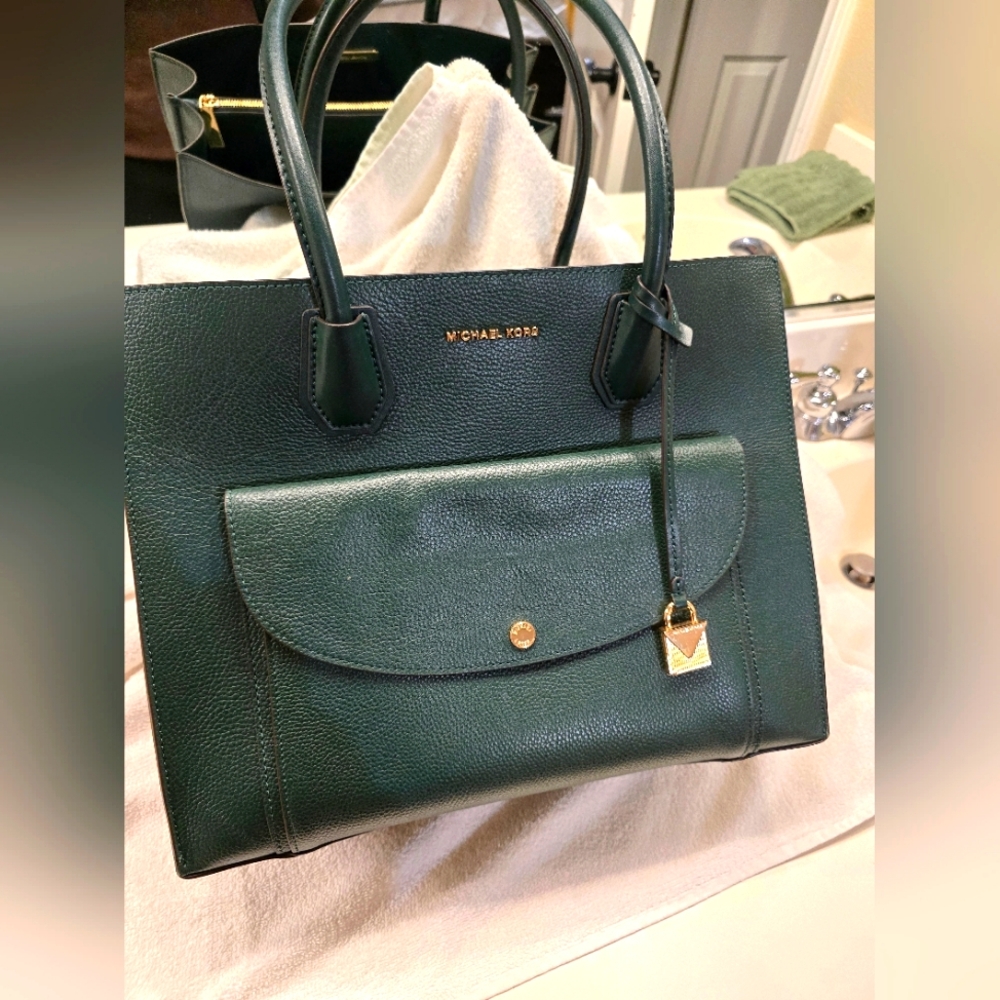 Michael Kors Green Leather Tote Bag